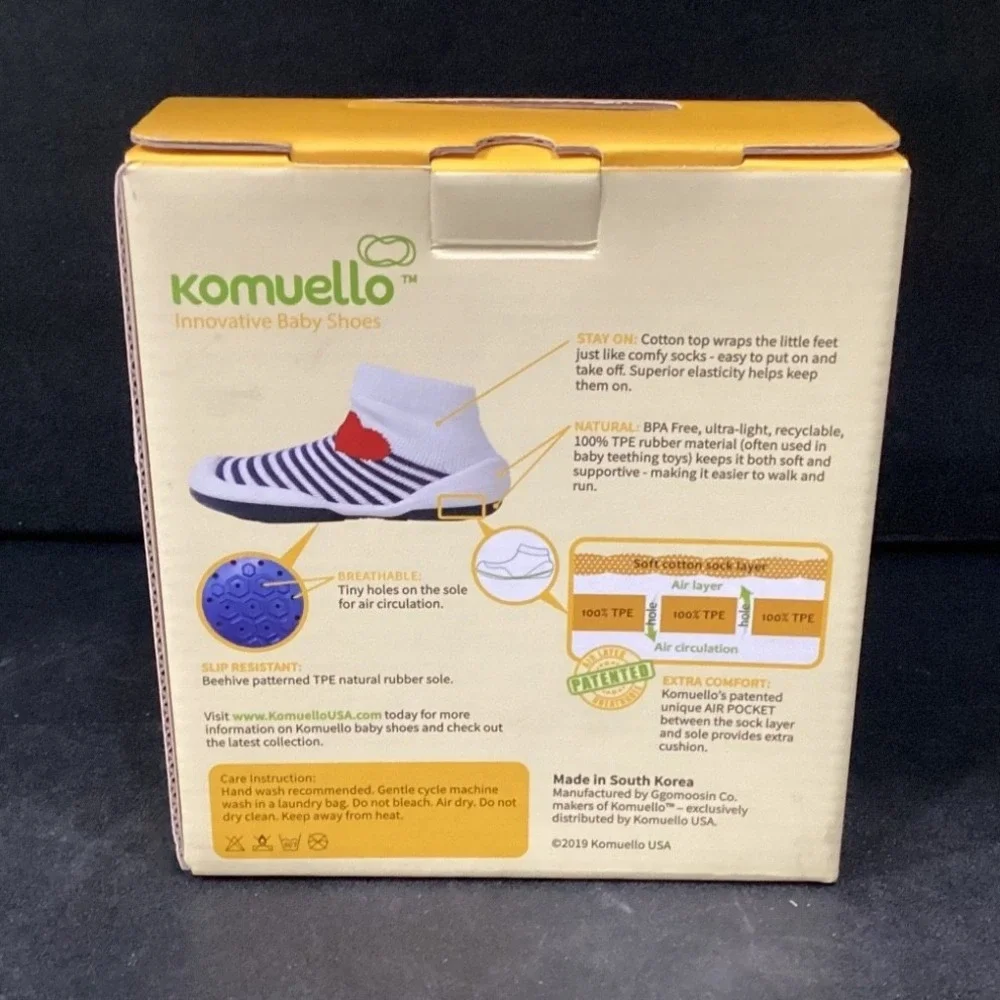 Komuello Piglet Blue Baby Shoes, Size‎ 7 18-30M, Slip Resistant, Breathable, New